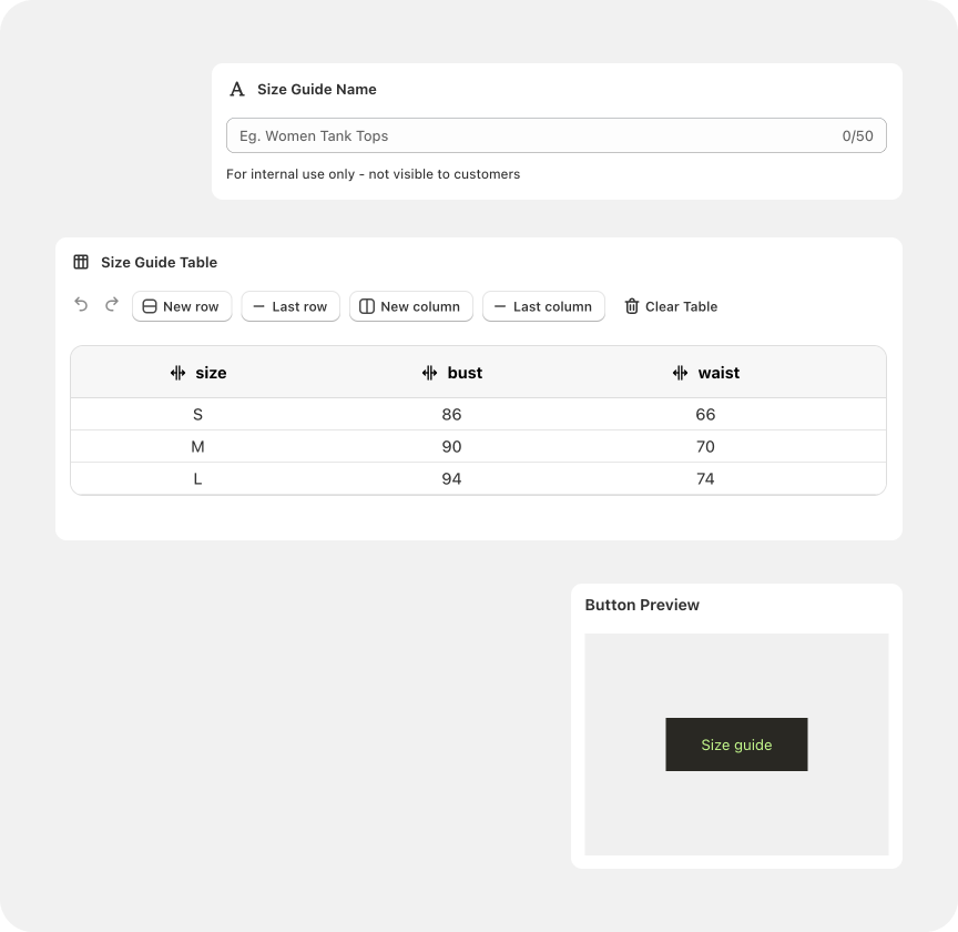 Size Guide Interface